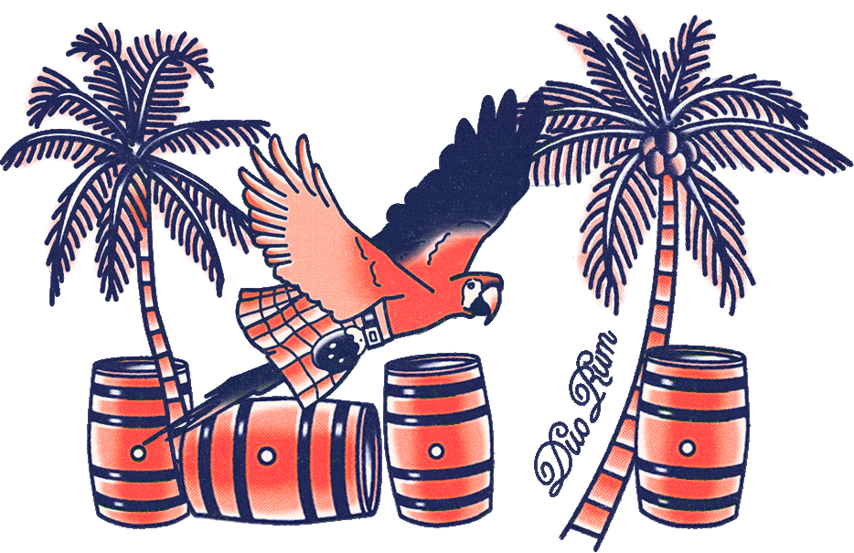 DUO RUM Parrot Barells Palm Trees